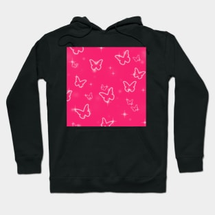 pink y2k butterfly pattern Hoodie